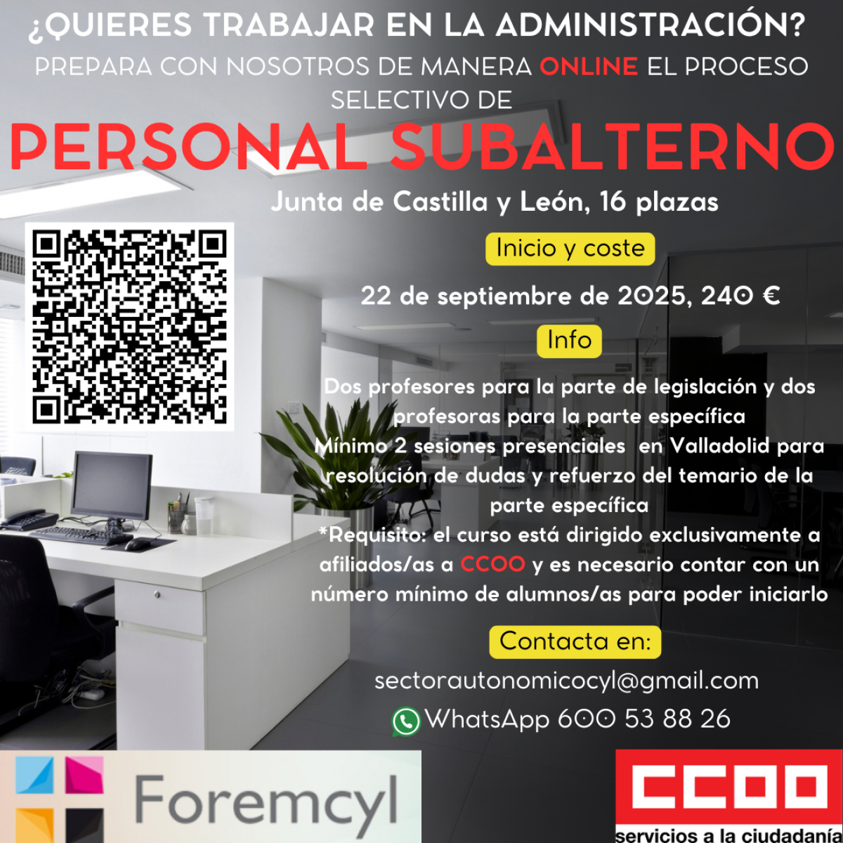 Cartel CCOO Personal Subalterno