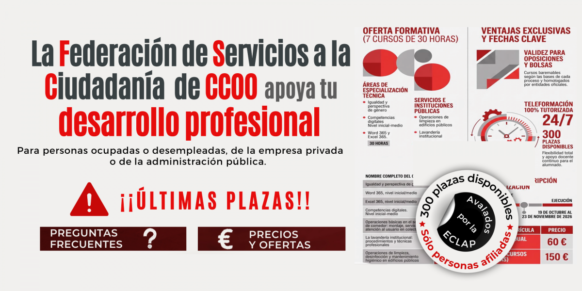 Cursos para la afiliación de CCOO en colaboración con Forem Castilla y León. Octubre de 2026